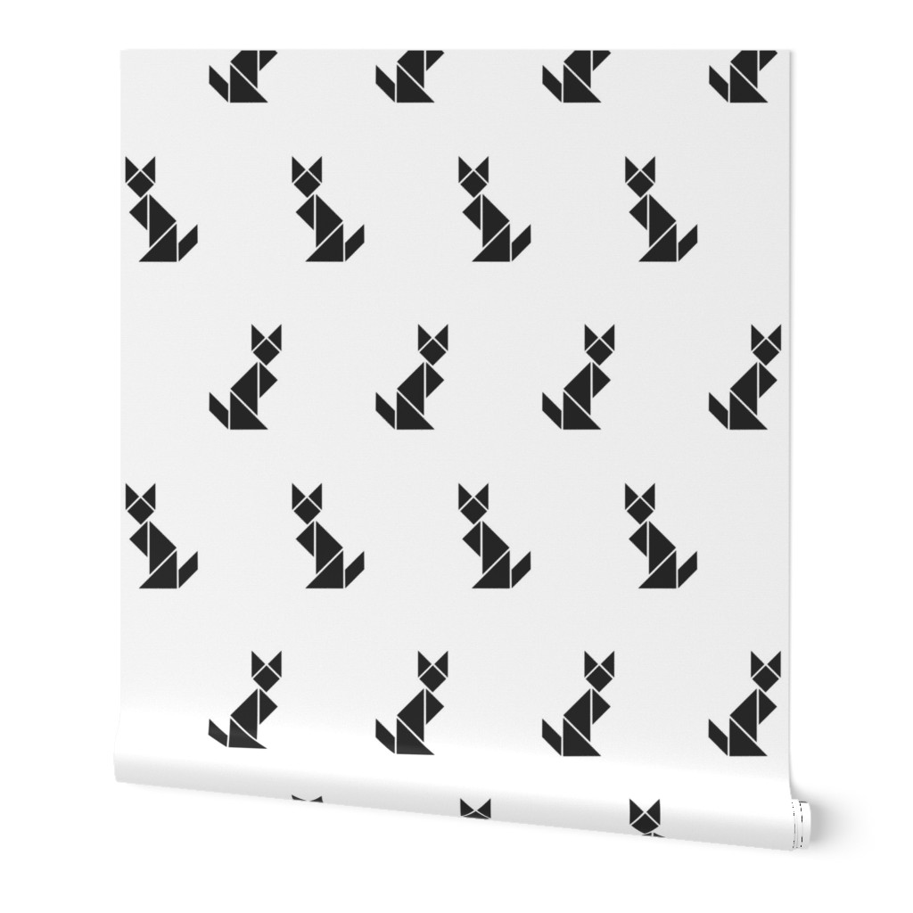 Tangram cats - black on white