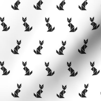 Tangram cats - black on white