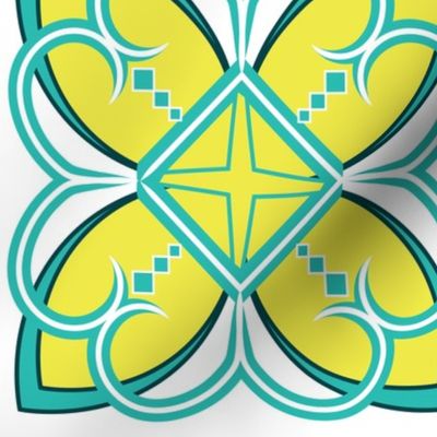 Asian Pattern Turquoise & Teal