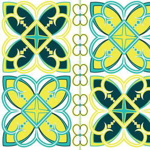 Asian Pattern Turquoise & Teal