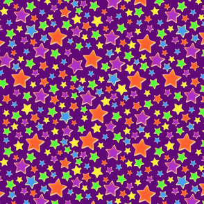 Colourful stars, purple background