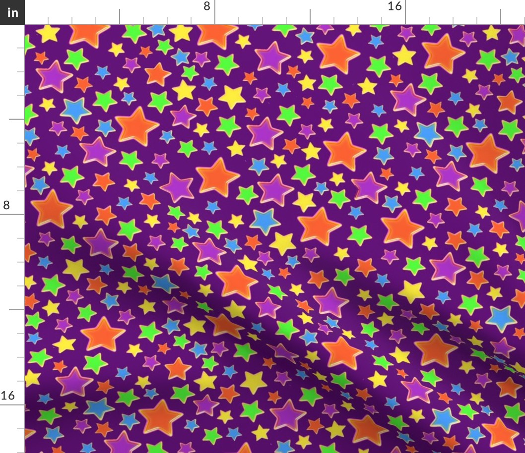 Colourful stars, purple background