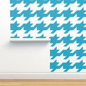 Houndstooth - Turquoise and white