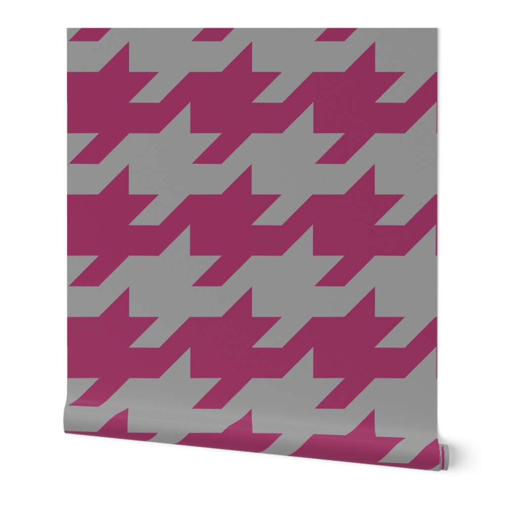 Houndstooth - berry and grey