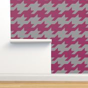 Houndstooth - berry and grey