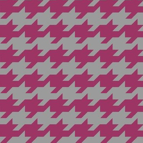 Houndstooth - berry and grey