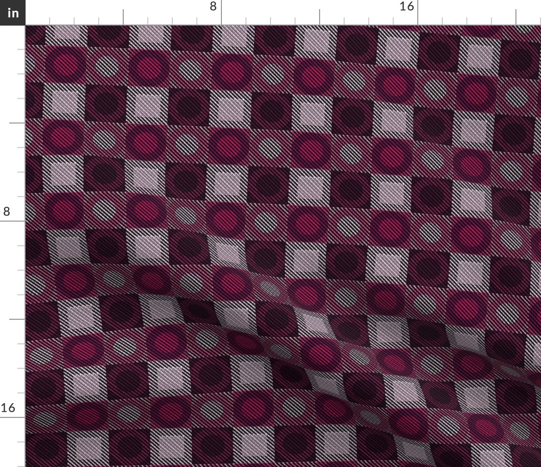 Twill Plaid Circles Pink and Purples