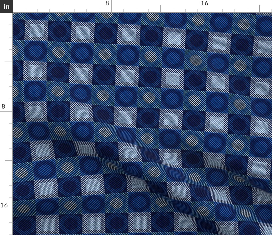 Twill Plaid Circles Blues