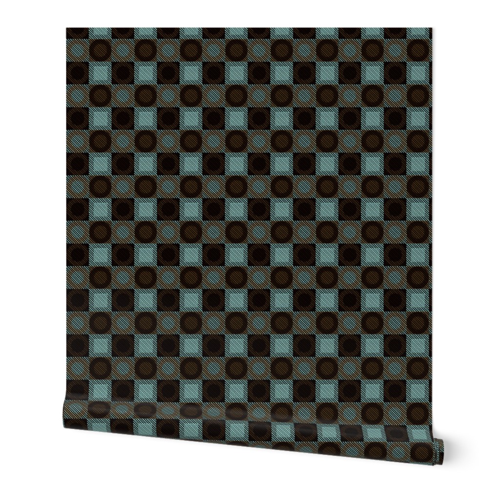 Twill Plaid Circles Mint Chocolate