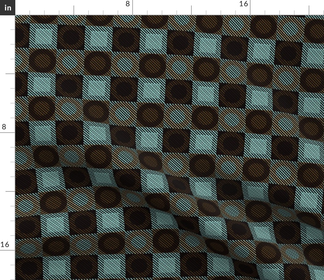 Twill Plaid Circles Mint Chocolate