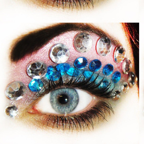 blue pink EYES Rhinestones