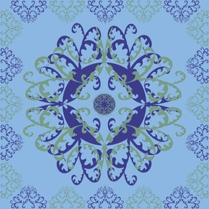 Modern Mandala Dark Blue Light Blue