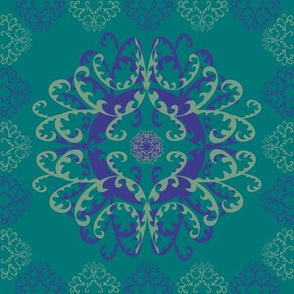 Modern Mandala Dark Blue Sea Green