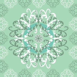 Modern Mandala White Green