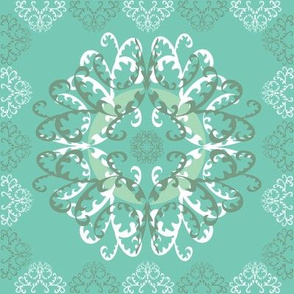 Modern Mandala White Teal