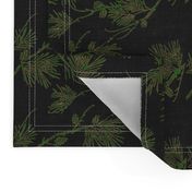pine - green/brown on black canvas