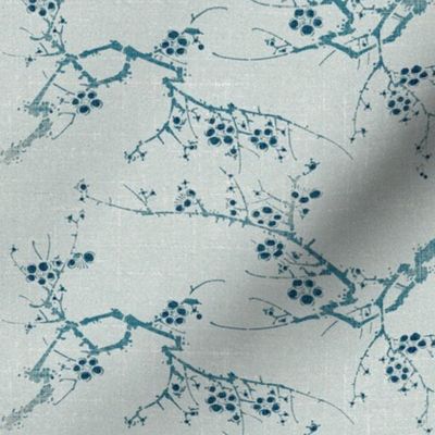 Cherry Blossom Time - blue ink and celadon