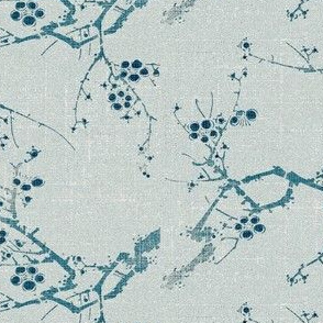 Cherry Blossom Time - blue ink and celadon