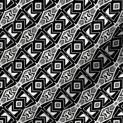 Tiki Primitives - Diagonal Diamonds in Black and White