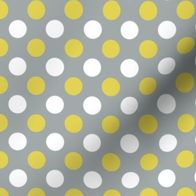 polka dots gray and yellow