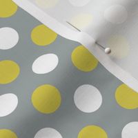 polka dots gray and yellow