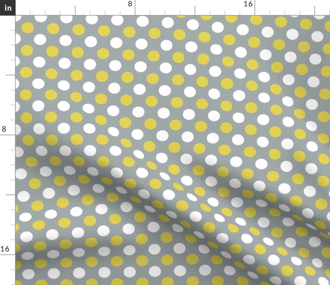 polka dots gray and yellow