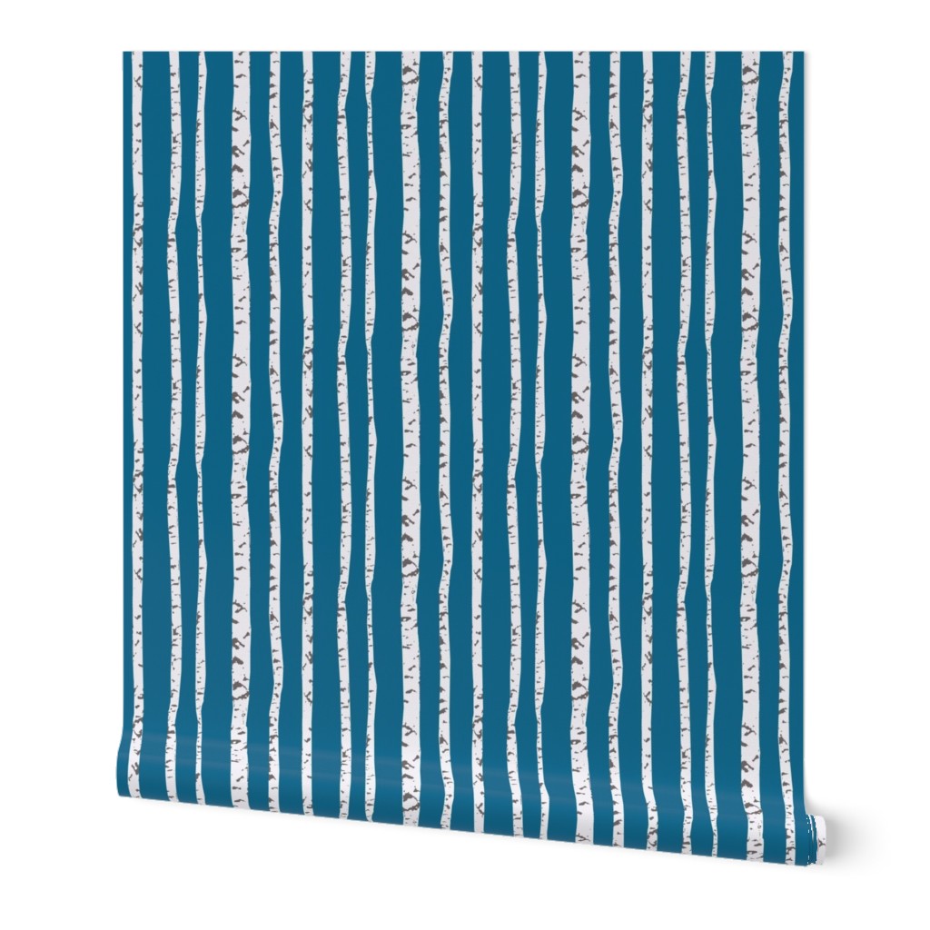 birch trees stripe blu