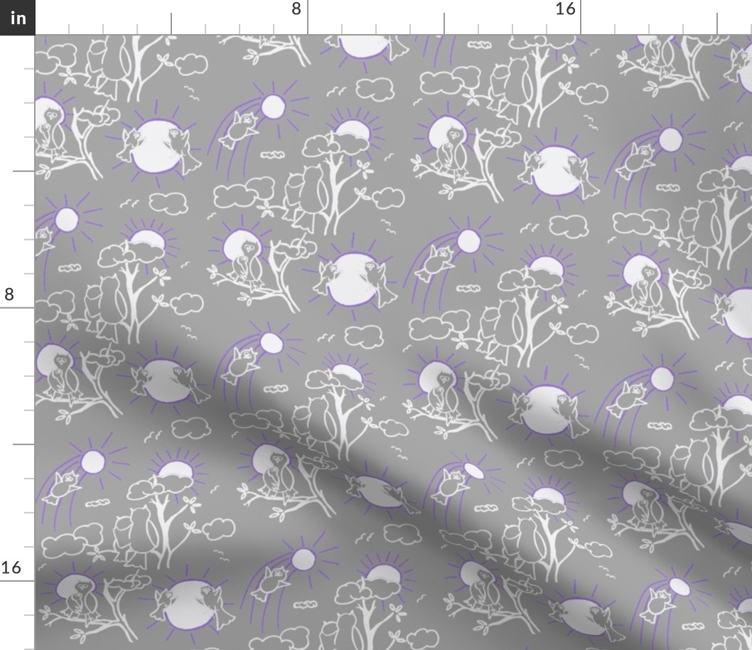 You are my sunshine owls in Gray and Lavender