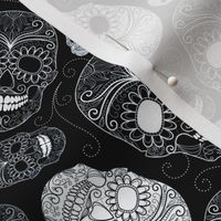 Black and White Sugar Skulls