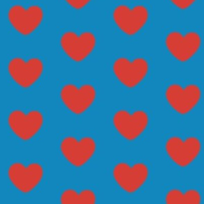 Blue with Red Hearts