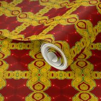 Gold and Maroon Paisley Lattice