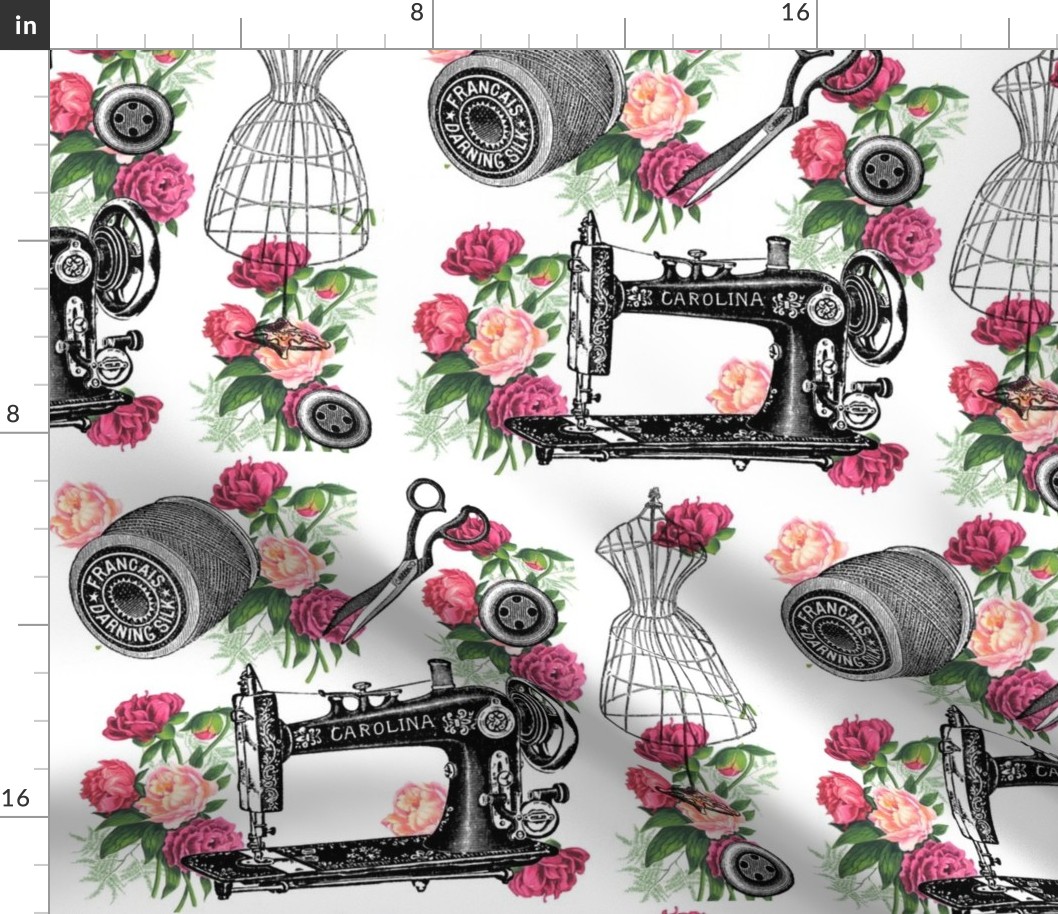 Vintage Sewing and Roses