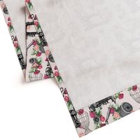 Vintage Sewing and Roses on PInk