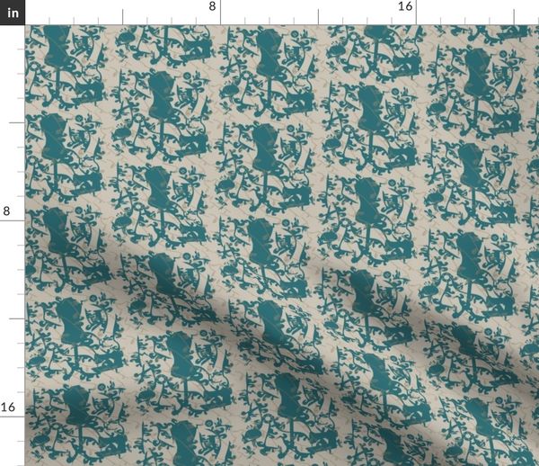 Teal Sewing Toile - Spoonflower