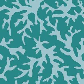 Coral Reef Print in Teal/Blue