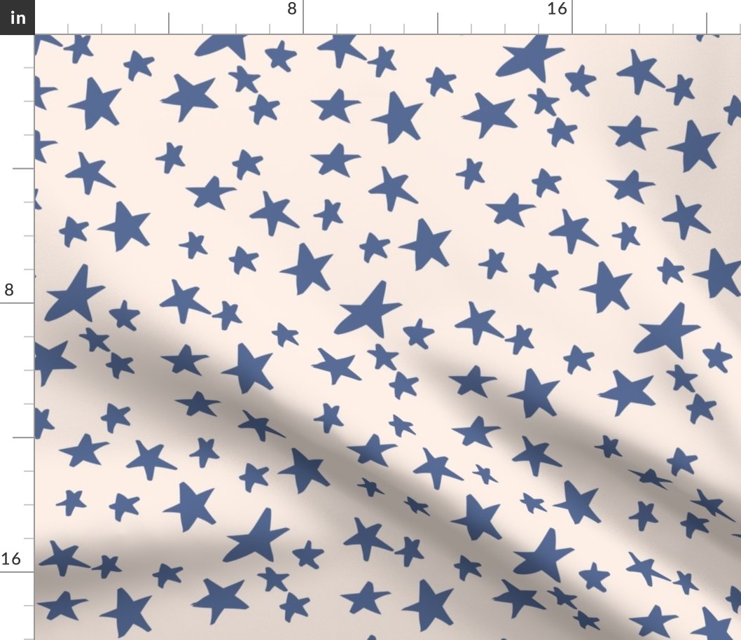 Hand Drawn Stars - Dusk Blue and Peach