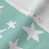 Hand Drawn Stars - Mint Green and White