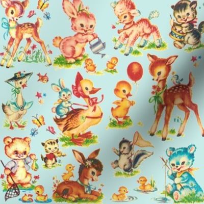 Favorite vintage Baby Animals Aqua Nursery