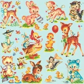 Favorite vintage Baby Animals Aqua Nursery