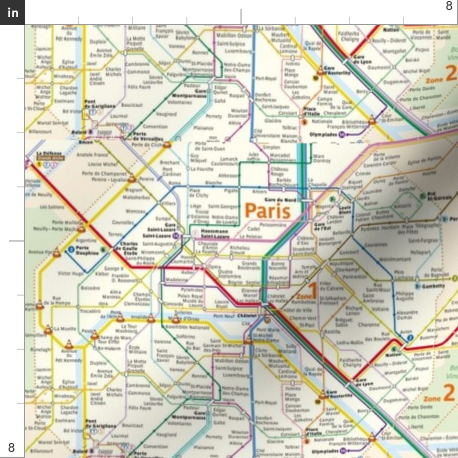 Paris Metro Map Fabric | Spoonflower