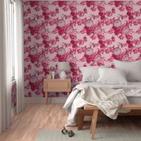 Mid Century Modern Floral ~ Pink and Cranberry