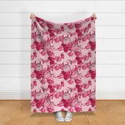 Mid Century Modern Floral ~ Pink and Cranberry