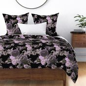 Mid Century Modern Floral ~ Black and Lilac