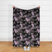 Mid Century Modern Floral ~ Black and Lilac