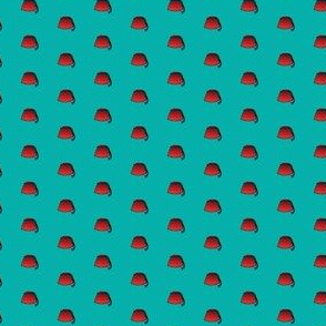 Tiny Red Fezzes on Teal