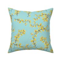 forsythia yellow on aqua