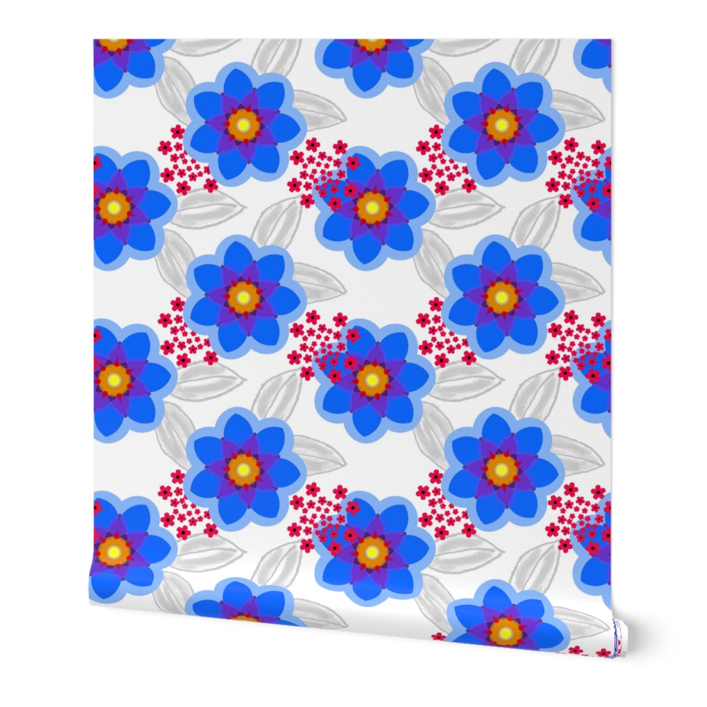 Lotsa Fun Floral in blue and red