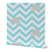 Baby Elephants in Aqua