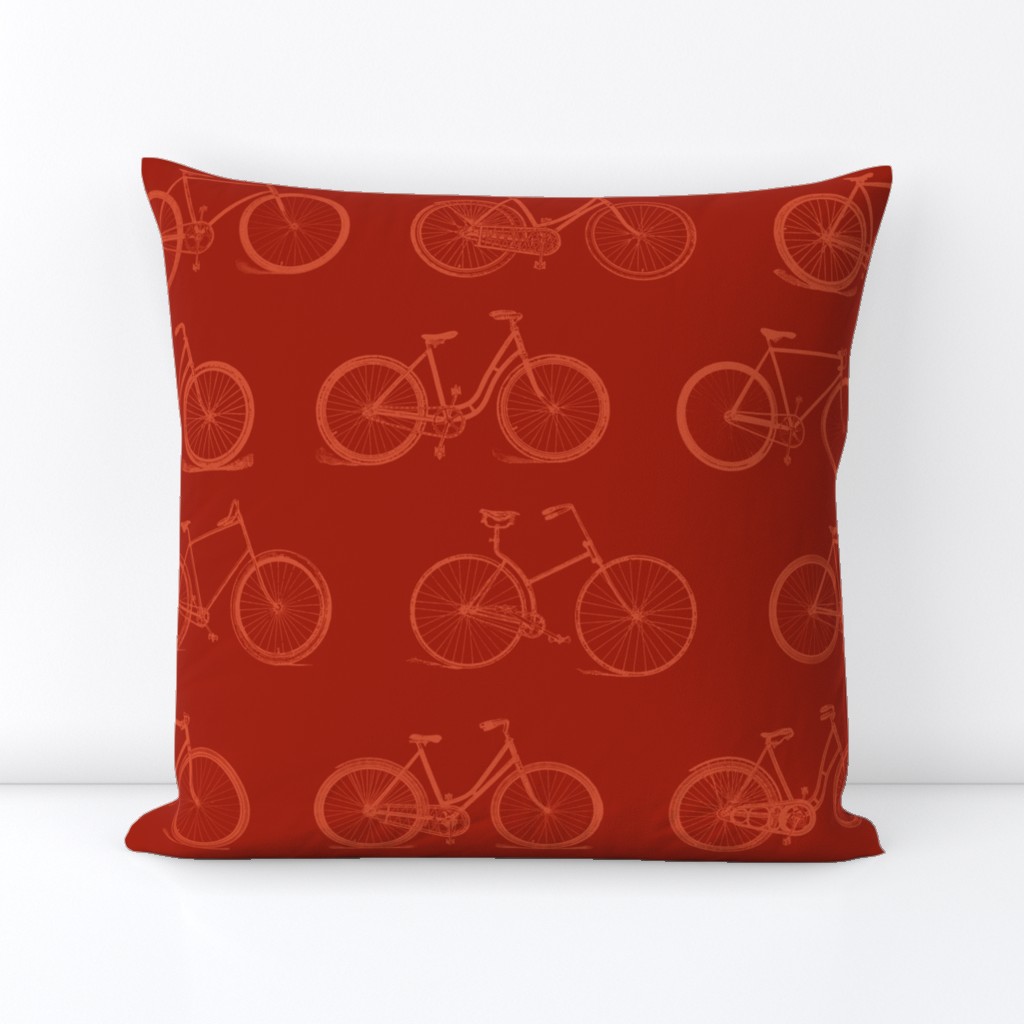 Retro Bicycles Red Pattern (large version)