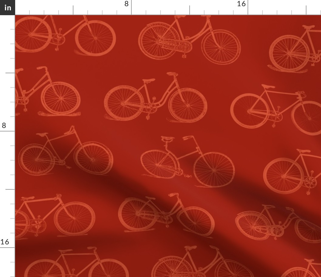 Retro Bicycles Red Pattern (large version)